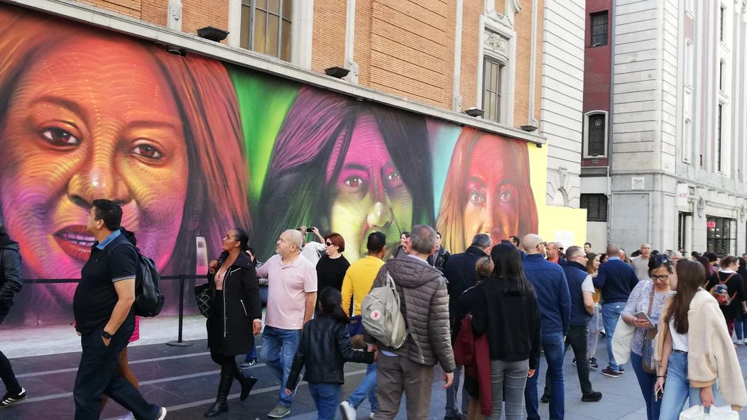 Mural Día Internacional de la Mujer,Gran Vía