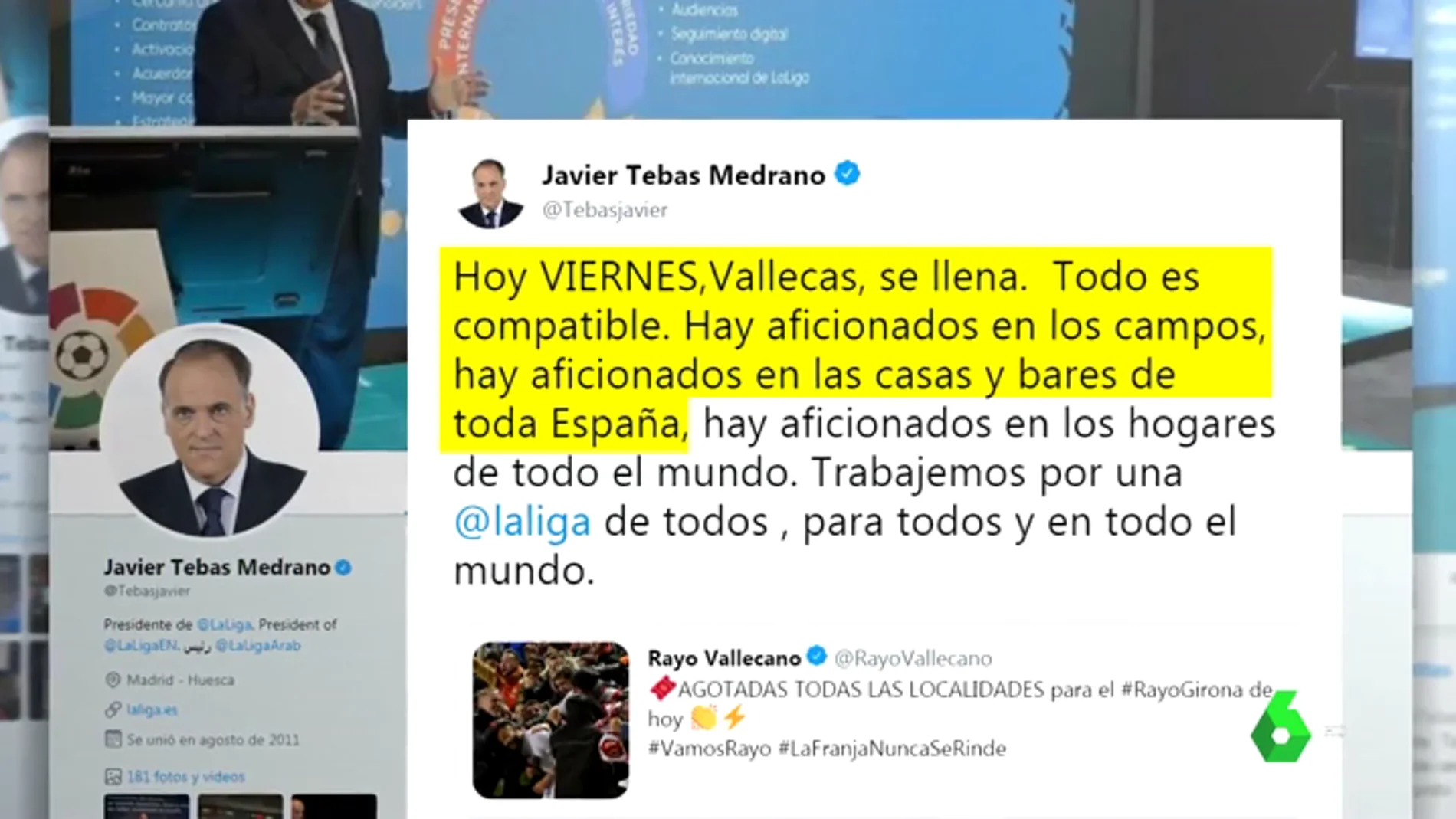 Un tuit del Rayo Vallecano provoca el enésimo capítulo de la guerra Rubiales vs Tebas
