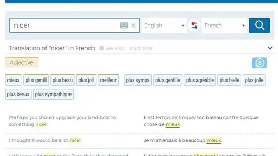 Captura de la web de traducción Reverso al buscar la palabra 'nicer' Captura de la web de traducción Reverso al buscar la palabra 'nicer'