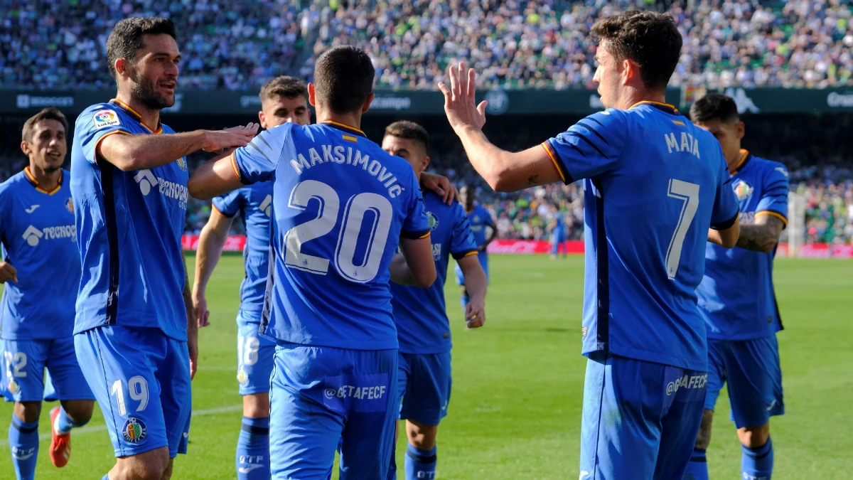 El Getafe celebra un gol