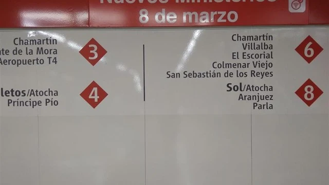 Señales de Cercanías en la estación madrileña de Nuevos Ministerios