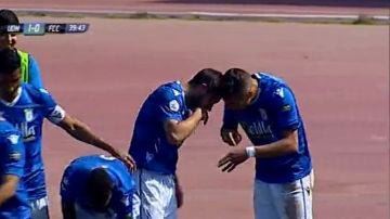 La polémica celebración de dos jugadores del Melilla