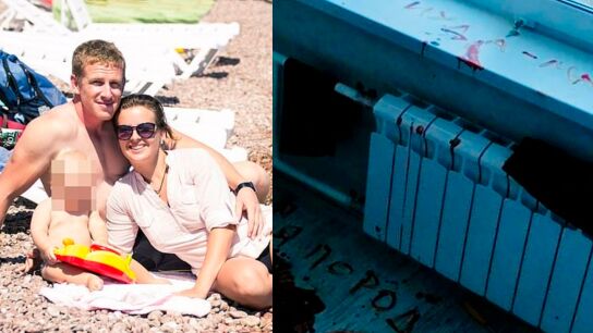 Savva y su familia / Frase escrita con la sangre de su hijo