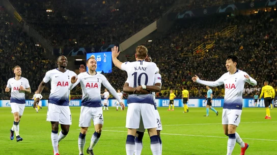 Harry Kane celebra con sus compañeros su gol con el Tottenham Harry Kane celebra con sus compañeros su gol con el Tottenham