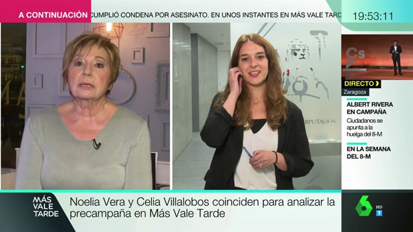 El rotundo consejo de Celia Villalobos a Noelia Vera: "Lo que les gusta a los políticos es poner a dos tías matándose vivas para ellos llegar" El rotundo consejo de Celia Villalobos a Noelia Vera: "Lo que les gusta a los políticos es poner a dos tías matándose vivas para ellos llegar"