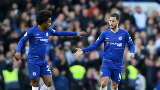 Hazard festeja un gol con el Chelsea Hazard festeja un gol con el Chelsea