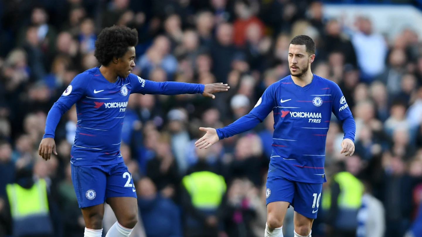 Hazard festeja un gol con el Chelsea Hazard festeja un gol con el Chelsea