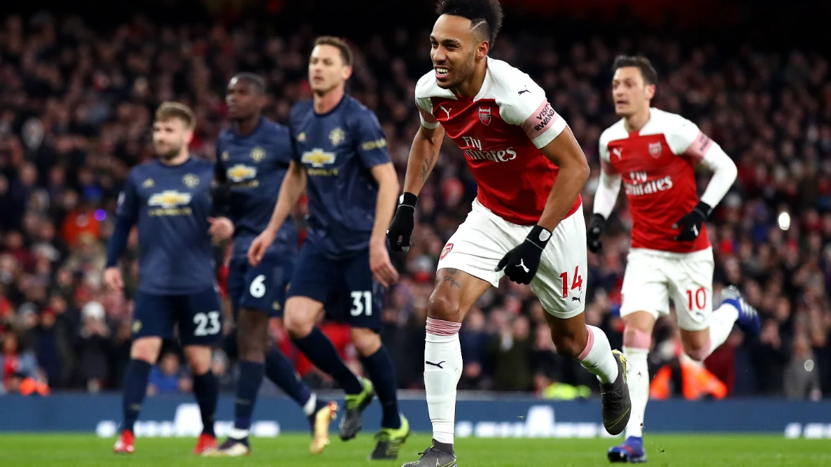 Aubameyang celebra un gol con el Arsenal