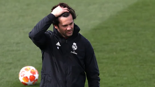 Solari, durante un entrenamiento del Real Madrid Solari, durante un entrenamiento del Real Madrid