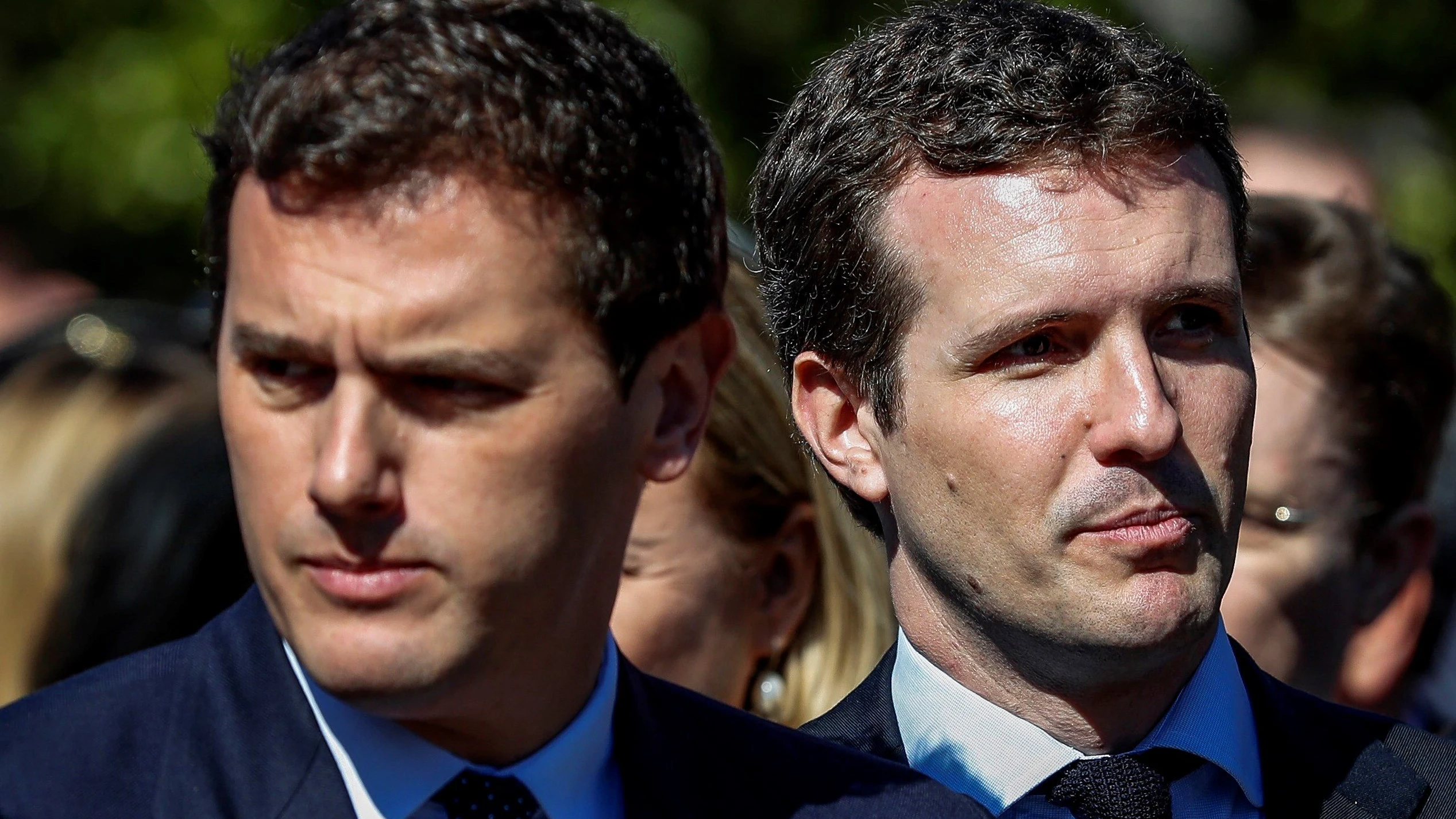 El presidente del PP, Pablo Casado, y el presidente de Ciudadanos, Albert Rivera