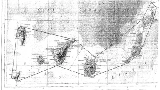 Mapa de las aguas territoriales canarias recogidas en la reforma del Estatuto de Autonomía. Mapa de las aguas territoriales canarias recogidas en la reforma del Estatuto de Autonomía.