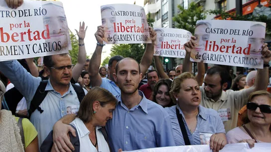 Carmen Bajo y Carlos Cano durante una manifestación Los dos sindicalistas pedían el indulto