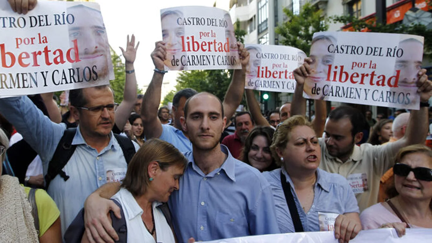 Carmen Bajo y Carlos Cano durante una manifestación Los dos sindicalistas pedían el indulto