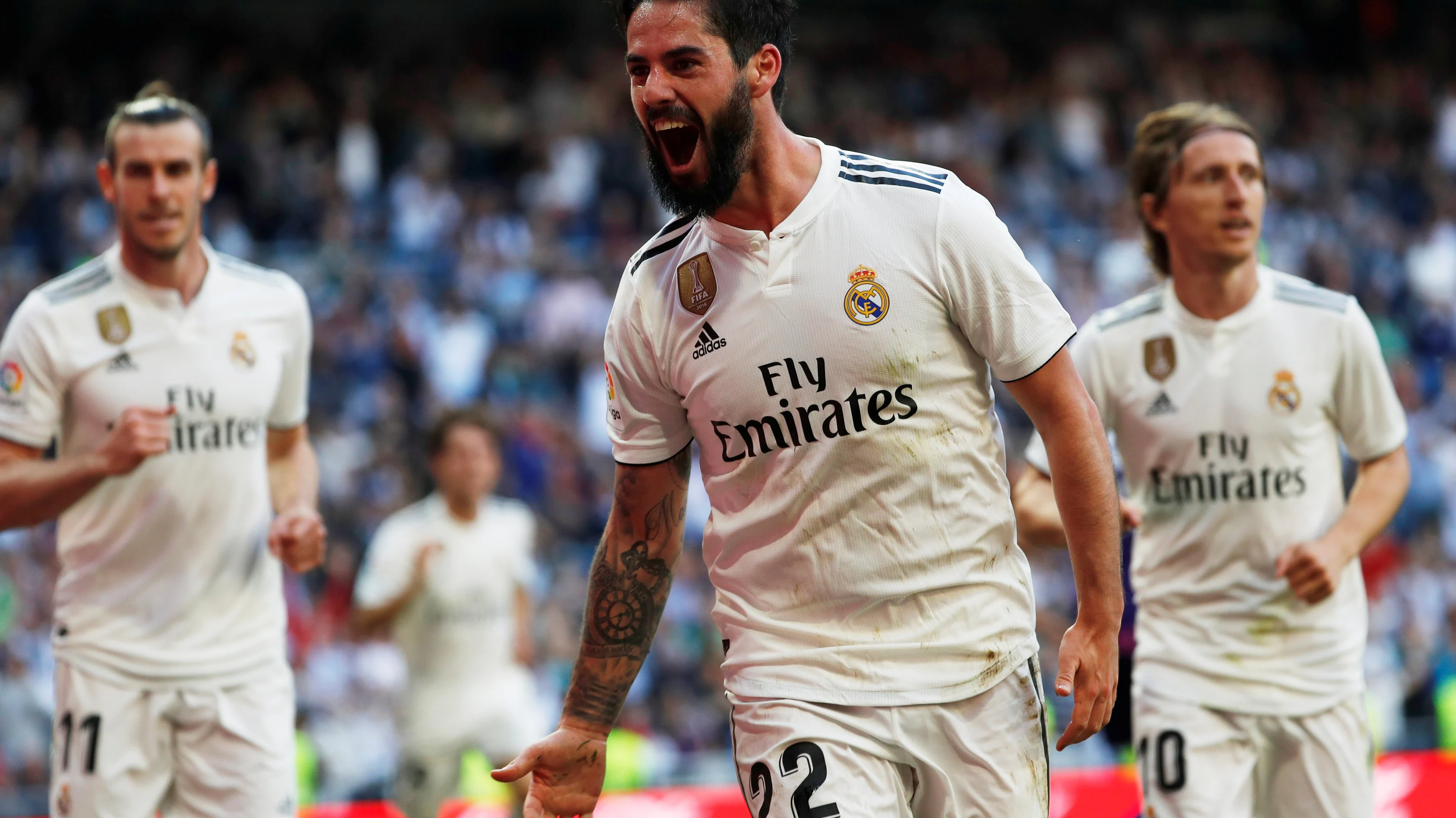 Isco celebra su gol con el Real Madrid