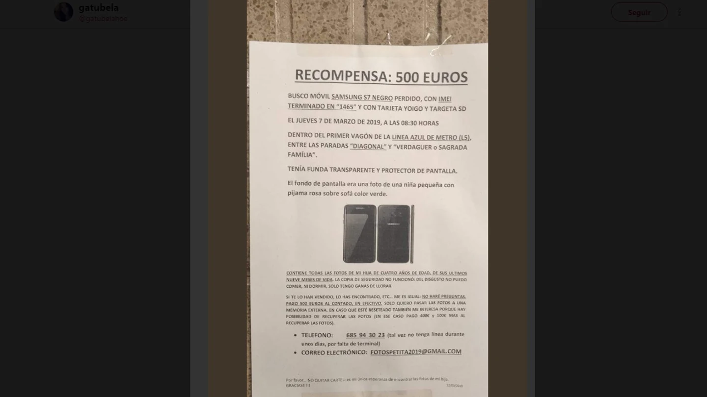 Una madre busca el móvil perdido que contenía las fotos de su hija de cuatro años Una madre busca el móvil perdido que contenía las fotos de su hija de cuatro años