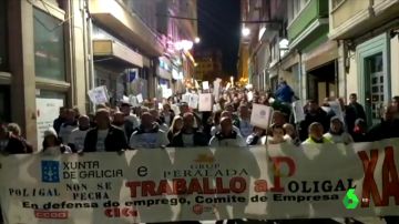 Trabajadores protestan contra el cierre de Poligal en A Coruña