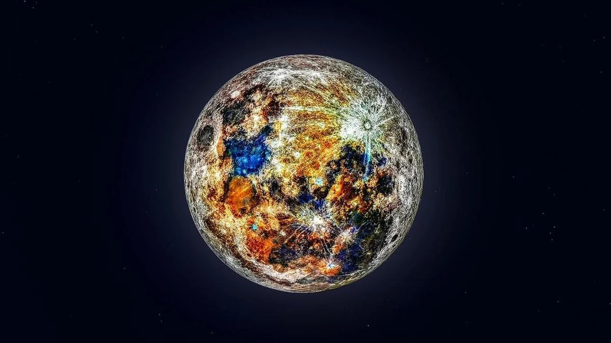 La imagen que muestra los impresionantes colores de la Luna