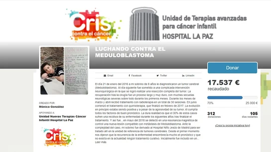 Imagen de la recaudación que están haciendo en 'Fundación Cris contra el cáncer' para poder hacer el ensayo clínico a Noel Imagen de la recaudación que están haciendo en 'Fundación Cris contra el cáncer' para poder hacer el ensayo clínico a Noel