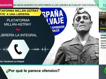 La 'Plataforma patriótica Millán Astray' amenaza a una librería por poner en su escaparate un libro crítico con la imagen del general La 'Plataforma patriótica Millán Astray' amenaza a una librería por poner en su escaparate un libro crítico con la imagen del general