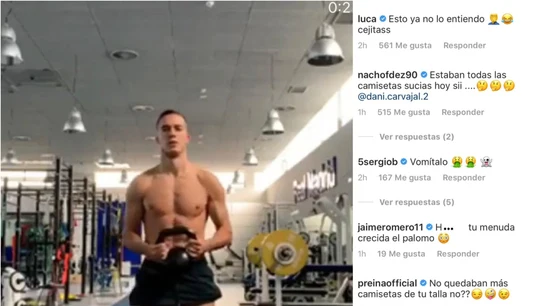 Lucas Vázquez en el gimnasio Lucas Vázquez en el gimnasio