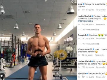 Lucas Vázquez en el gimnasio Lucas Vázquez en el gimnasio