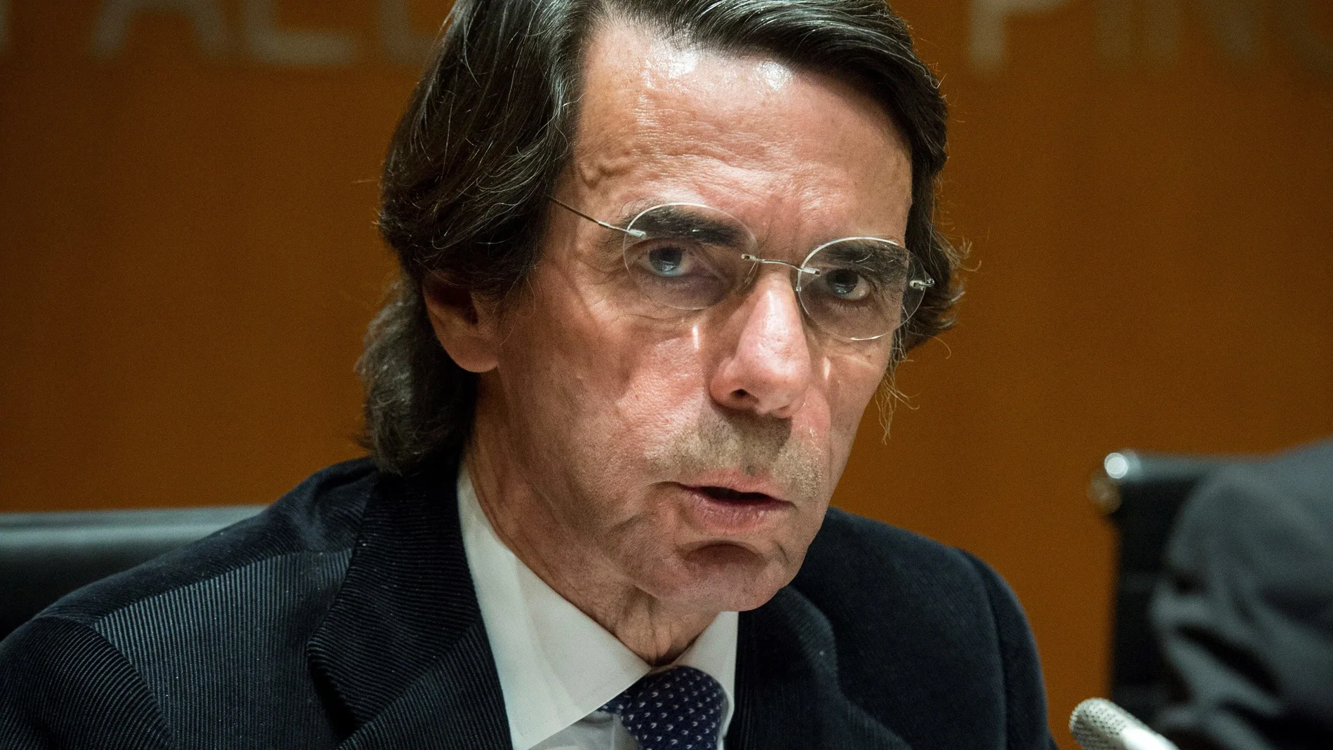 El expresidente del Gobierno y presidente de FAES, José María Aznar, durante la presentación de la biografía "Lerroux. La República liberal"