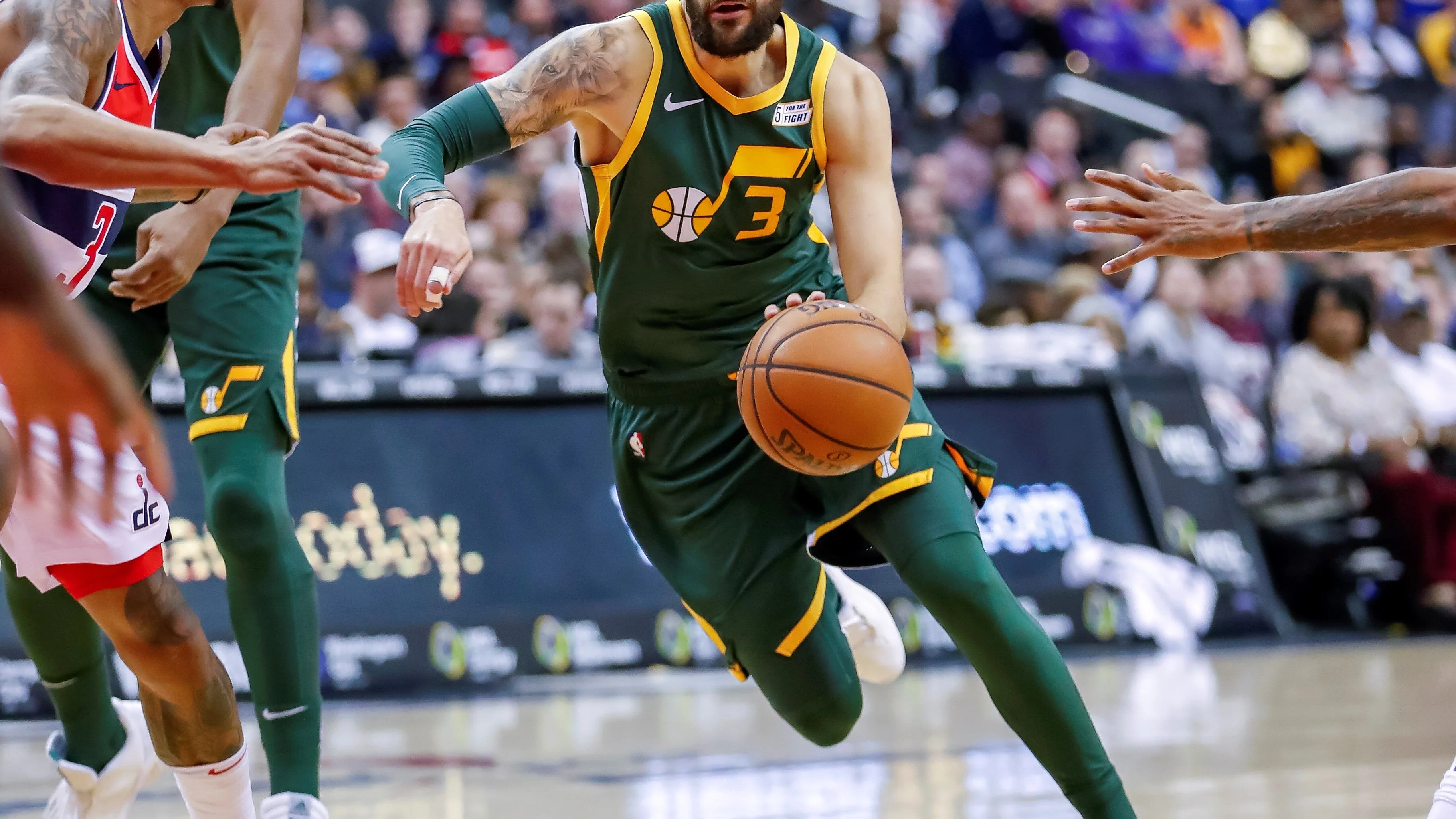 Ricky Rubio durante un partido con los Utah Jazz