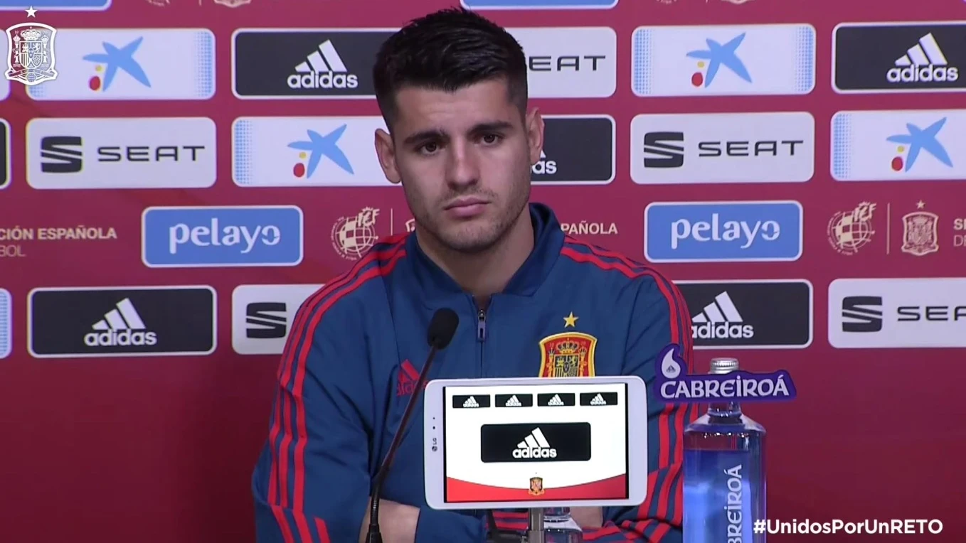 Álvaro Morata, en rueda de prensa en Las Rozas