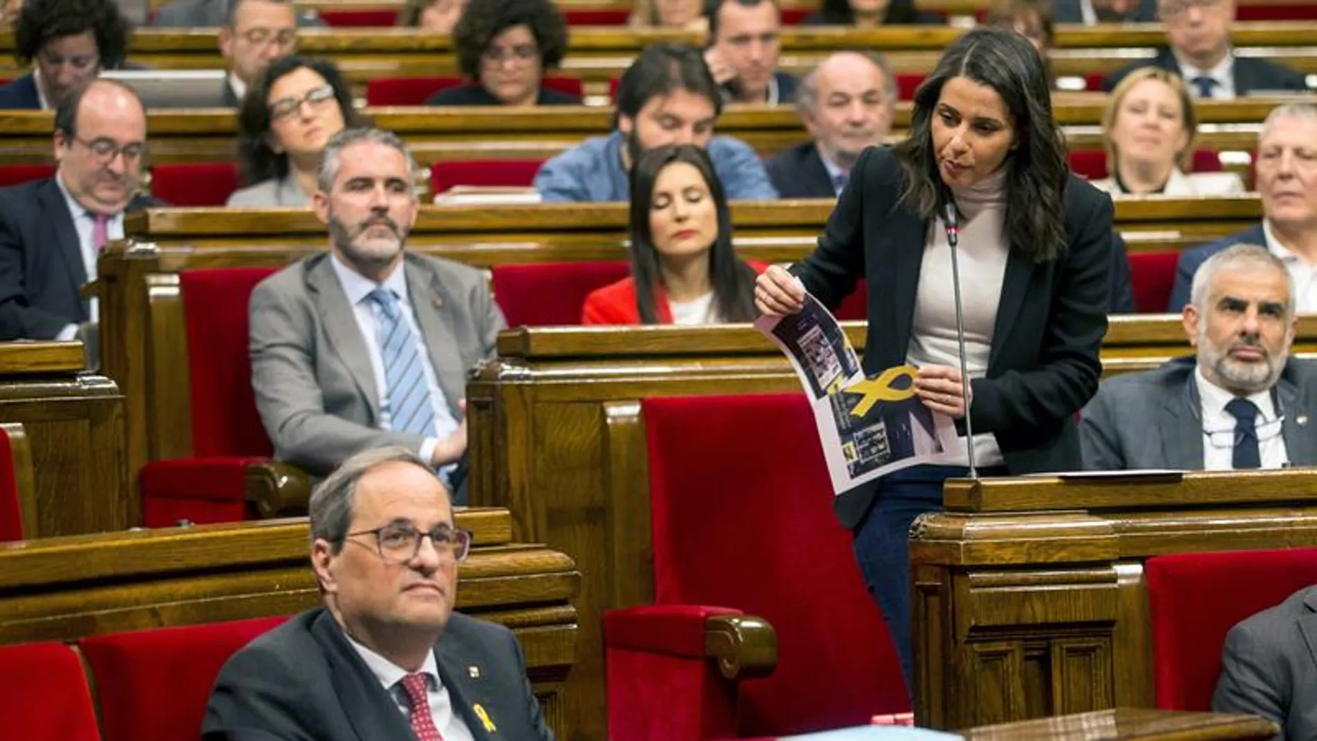 Inés Arrimadas y Quim Torra en el Parlament