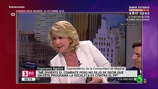 Cuando Esperanza Aguirre se marcó un Borrel y abandonó una entrevista en pleno directo: "Y esto me lo llevo" Cuando Esperanza Aguirre se marcó un Borrel y abandonó una entrevista en pleno directo: "Y esto me lo llevo"