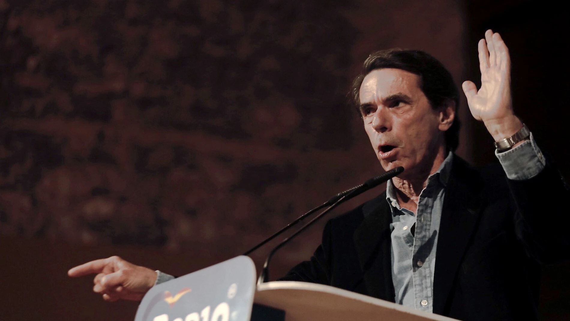 El expresidente del Gobierno José María Aznar durante su discurso 