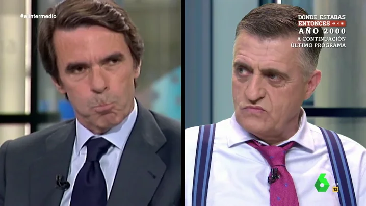 El tenso 'duelo' de miradas entre Wyoming y Aznar: "Aguantaré la presión de esos dos luceros que enamoraron a Ana Botella" El tenso 'duelo' de miradas entre Wyoming y Aznar: "Aguantaré la presión de esos dos luceros que enamoraron a Ana Botella"