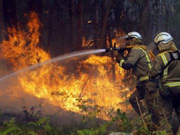 Los bomberos apagan un fuego en Rianxo, Galicia. Los bomberos apagan un fuego en Rianxo, Galicia.
