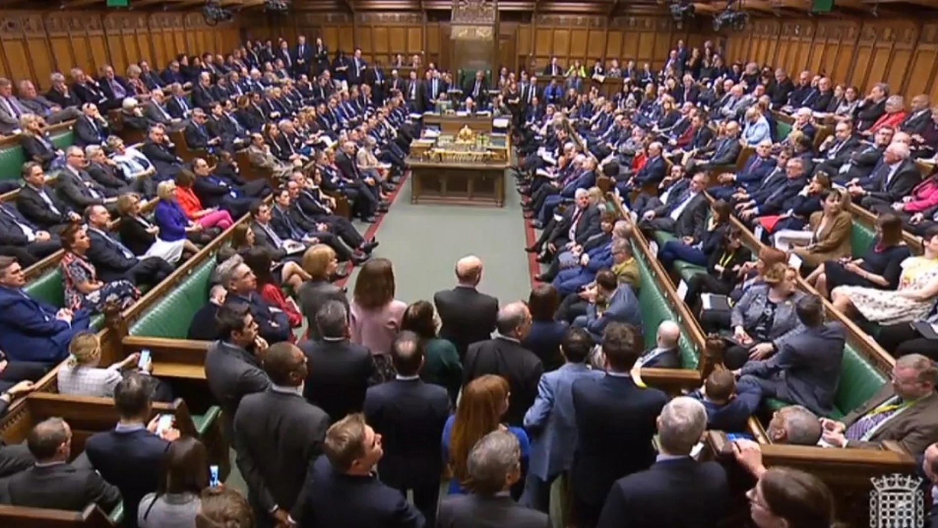 Captura de un vídeo facilitada por la Unidad de Grabación del Parlamento del Reino Unido que muestra una votación sobre el Brexit en el Parlamento en Londres