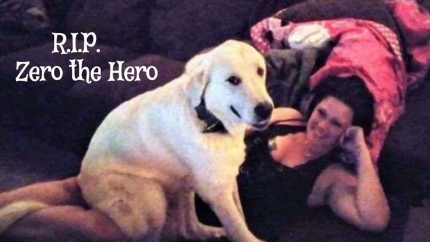 El perro de la familia, Zero, junto a su dueña El perro de la familia, Zero, junto a su dueña
