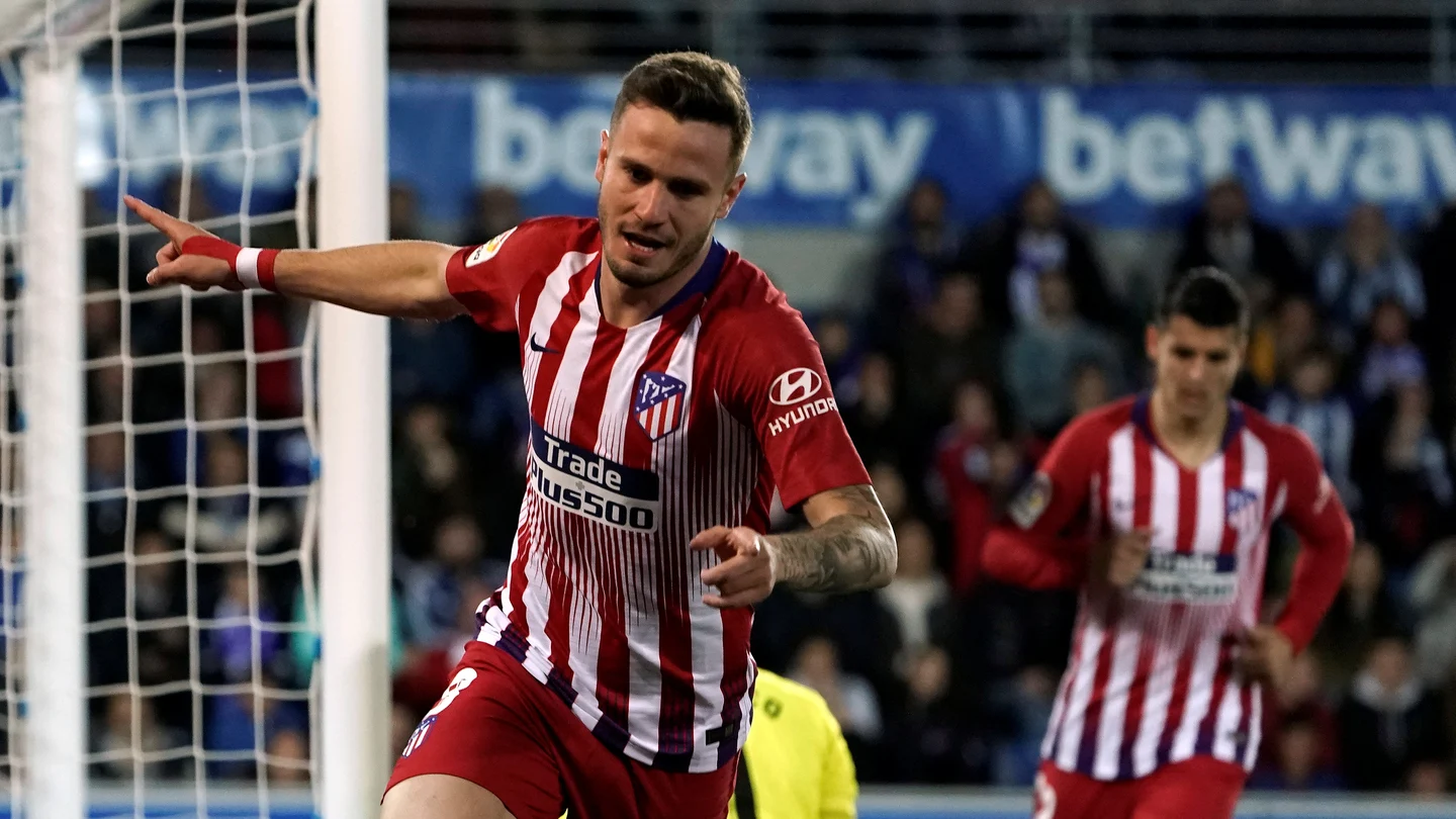 Saúl celebra su gol contra el Alavés Saúl celebra su gol contra el Alavés