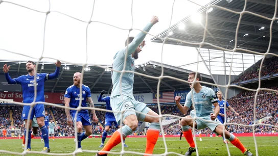 Los jugadores del Chelsea celebran el gol de Azpilicueta Los jugadores del Chelsea celebran el gol de Azpilicueta