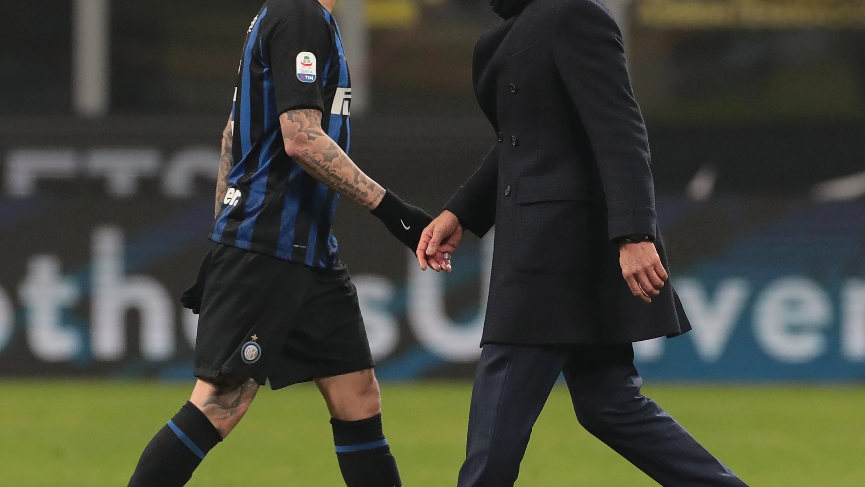 Icardi y Spalletti se cruzan sin mediar palabra