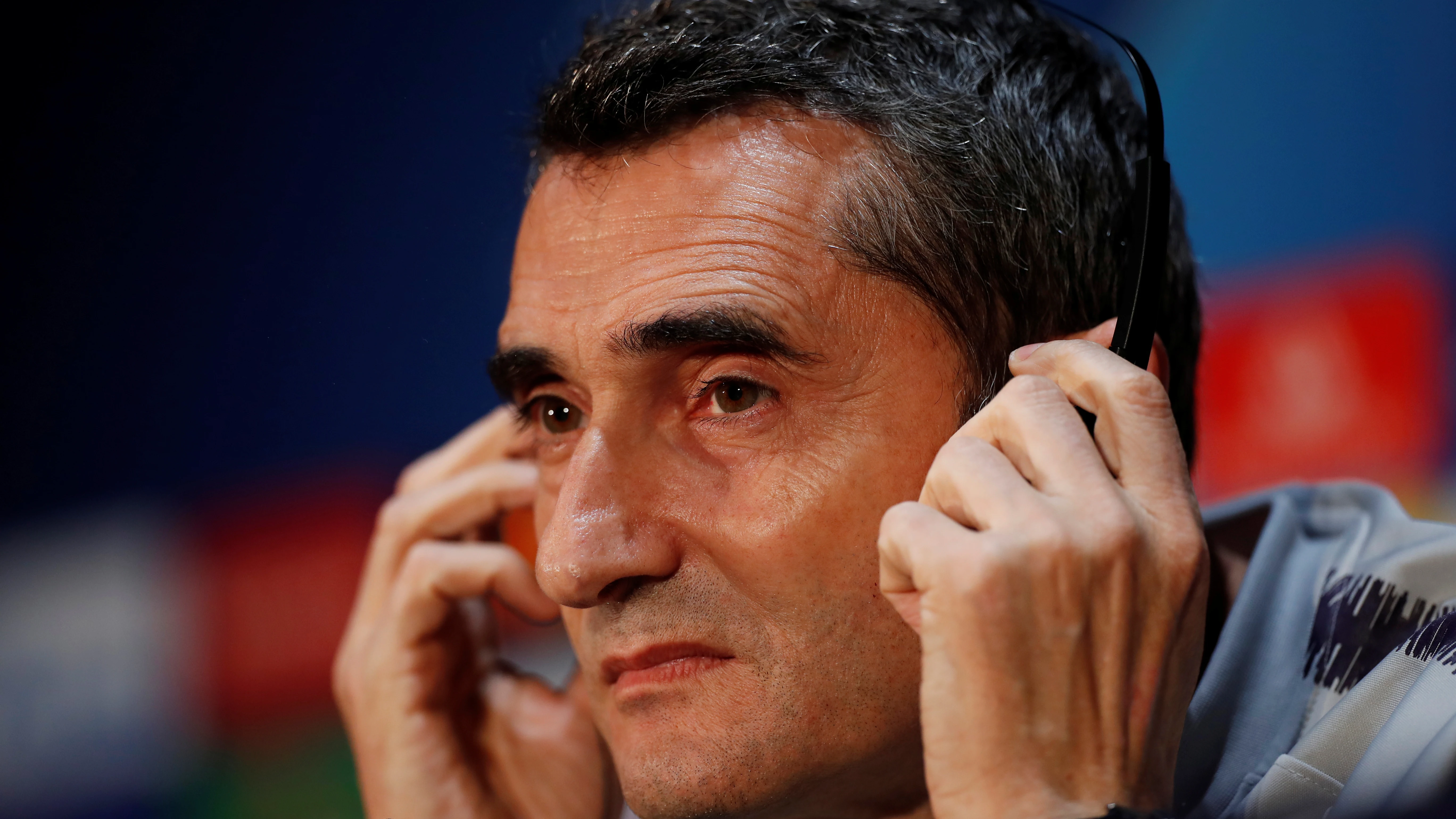 Ernesto Valverde, en rueda de prensa en Old Trafford