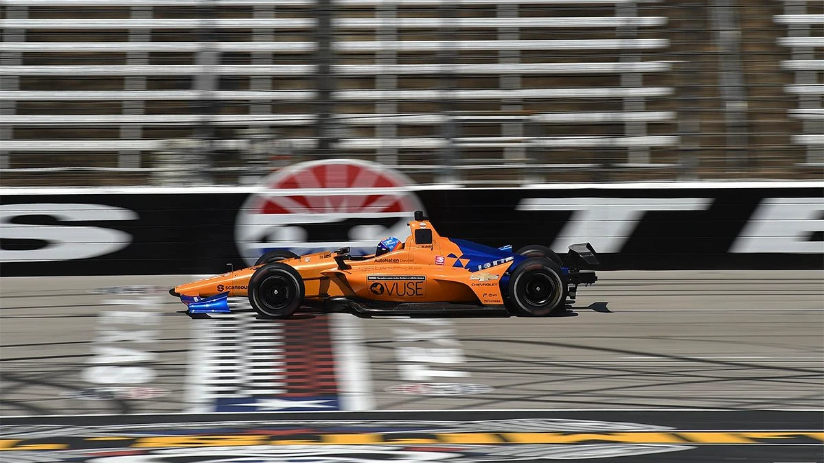 Fernando Alonso, rodando en el óvalo de Texas