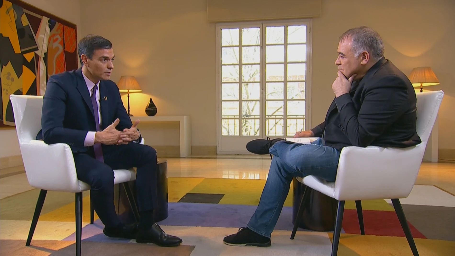 Ferreras entrevista a Pedro Sánchez en Moncloa