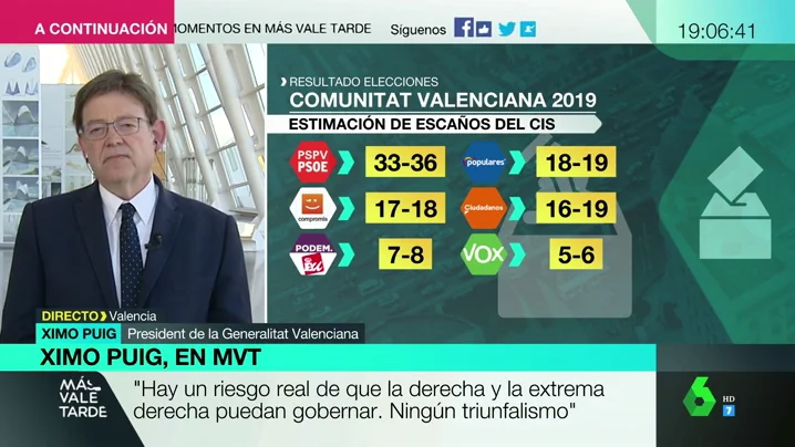 Ximo Puig defiende repetir el Pacto del Botánico tras las elecciones en la Comunidad Valenciana: "Ha sido una historia de éxito"