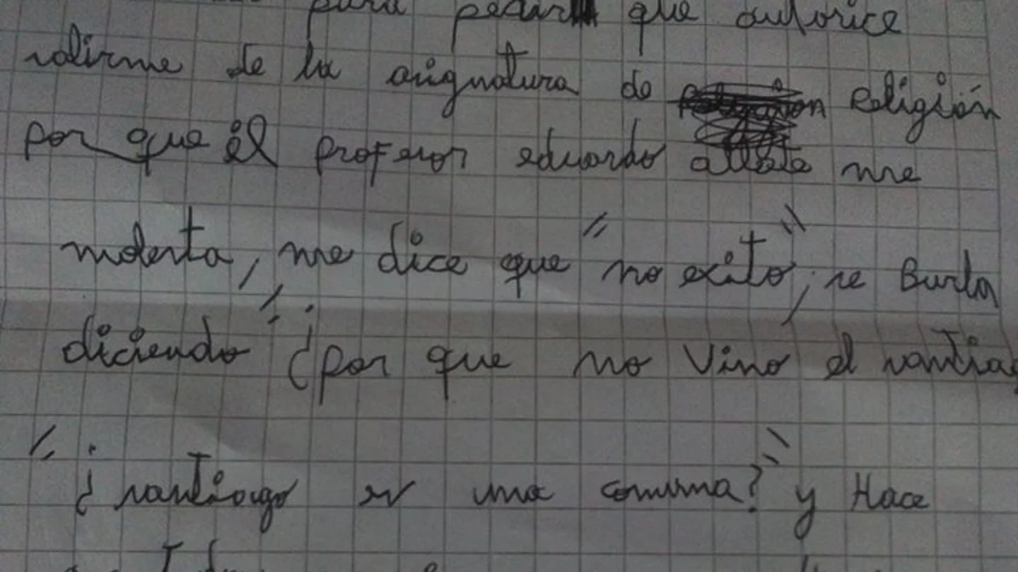La carta que envió el pequeño Santiago a la directora de su colegio. La carta que envió el pequeño Santiago a la directora de su colegio.