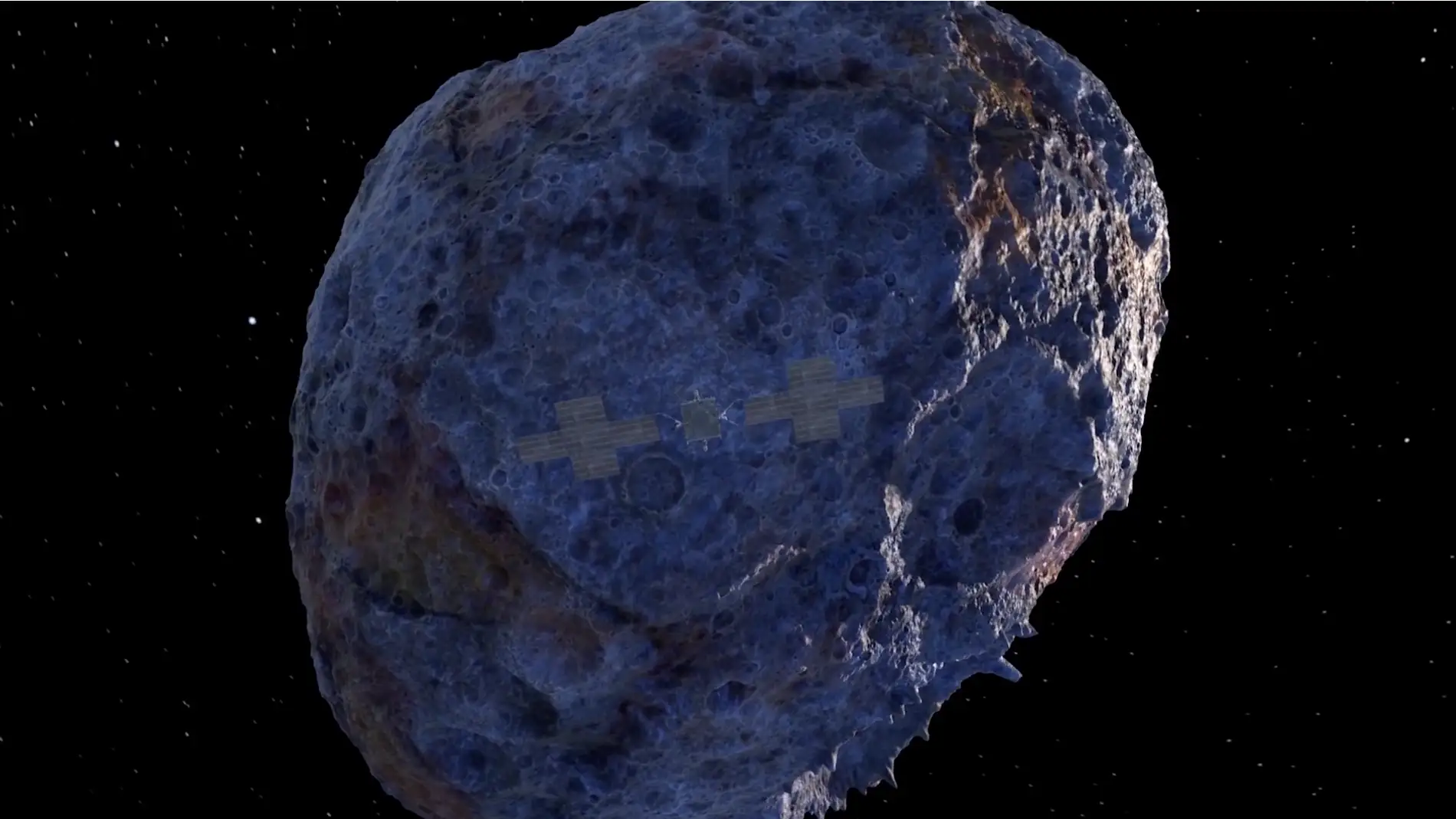 Recreación de Psyche, el mayor asteroide metálico del Sistema Sola