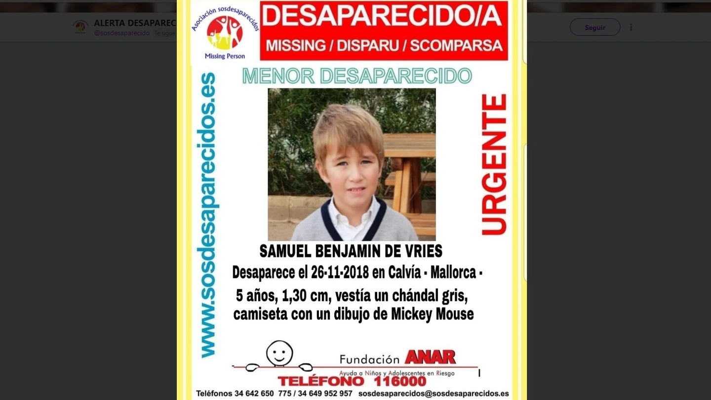 Samuel Benjamin de Vries, desaparecido Samuel Benjamin de Vries, desaparecido