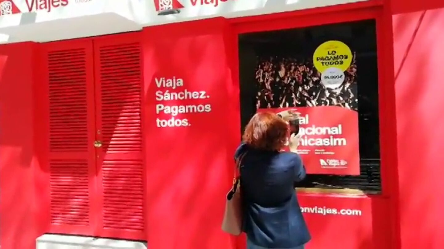 Local escogido por Nuevas Generaciones del PP para montar su campa&ntilde;a "Falcon Viajes"
