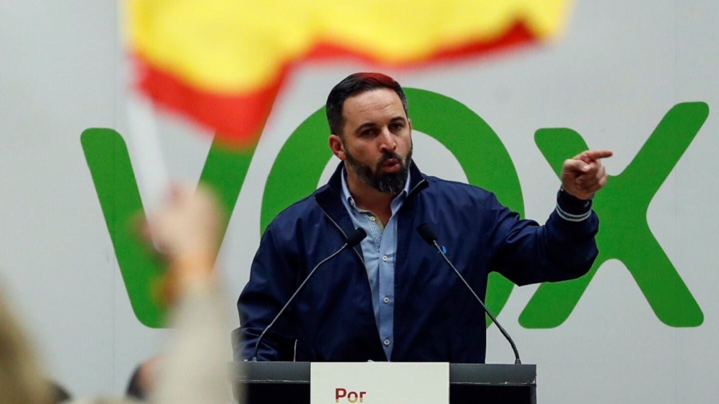 Santiago Abascal en un acto de Vox en el Pa&iacute;s Vasco