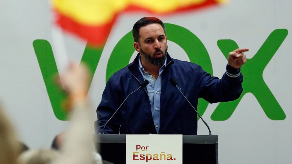 Santiago Abascal en un acto de Vox en el País Vasco