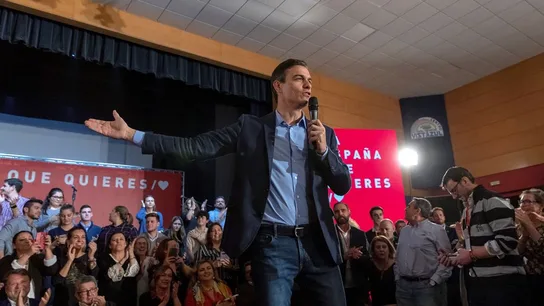Pedro Sánchez durante un acto electoral Pedro Sánchez durante un acto electoral