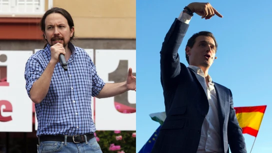 Pablo Iglesias y Albert Rivera en actos de campaña electoral Pablo Iglesias y Albert Rivera en actos de campaña electoral